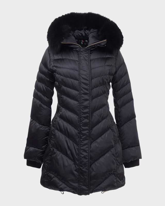 Apres-Ski Chevron Jacket w/ Detachable Toscana Lamb Hood Tri